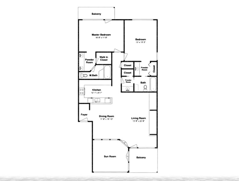 Chateaux D'Mont two bedroom floorplan