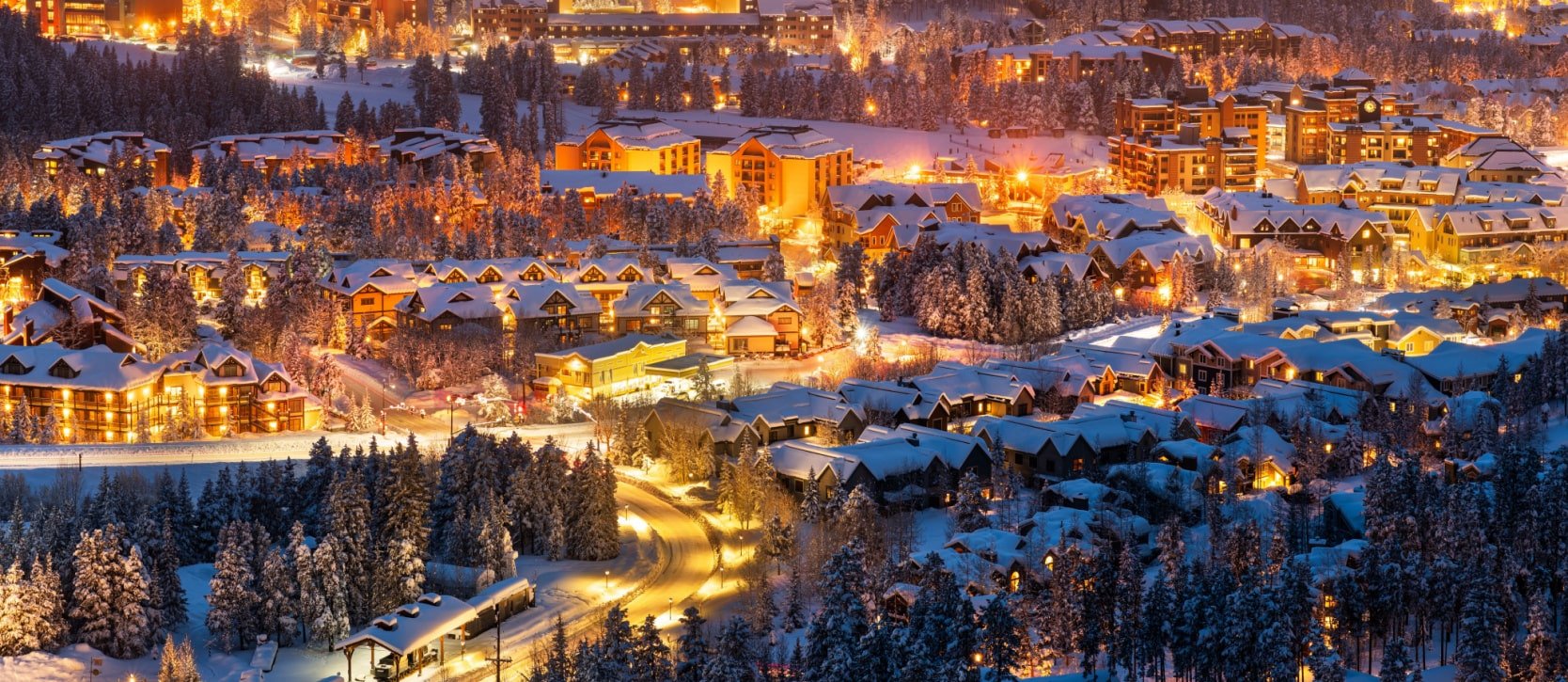 Skyline of Breckenridge, Colorado at dusk